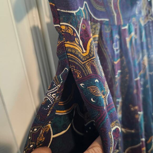 Vintage Michael Taylor Paisley Skirt Women 1X Purple 80s Preppy Cottage Academia - Picture 5 of 9